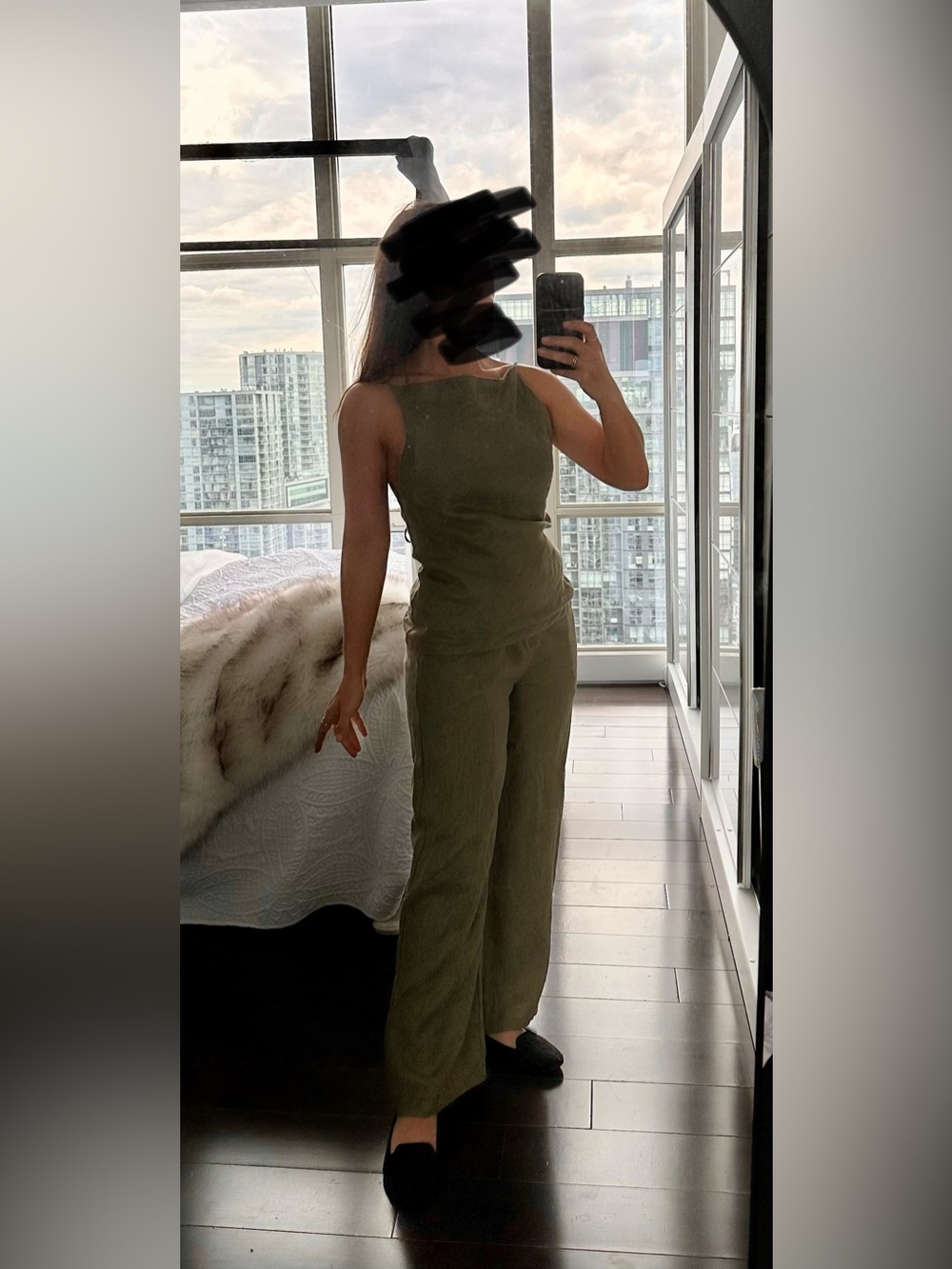 Faithfull the Brand Olive High-Rise Linen Wide-Leg Pants